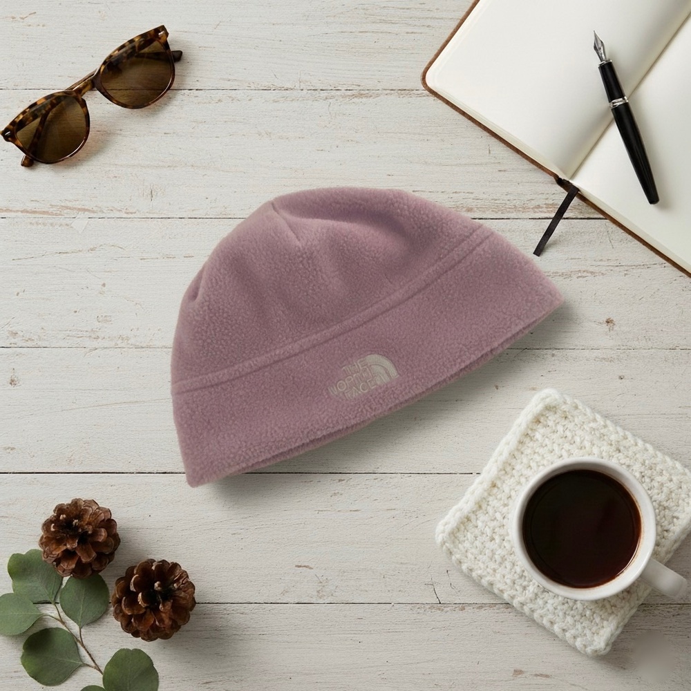 THE NORTH FACE ✨ PINK LILAC POLARTEC BEANIE HAT | WOMEN'S MEDIUM | COZY | EUC